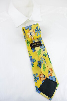 Salmone Tie Mens One Size Pure Silk Classic Pointed Floral Multicoloured