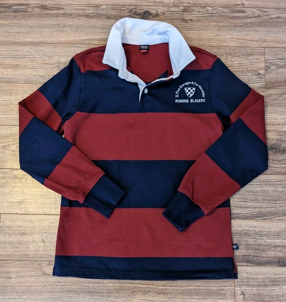 2023 Rowing Blazers x Target Rugby Polo Mens Navy Burgundy Stripe