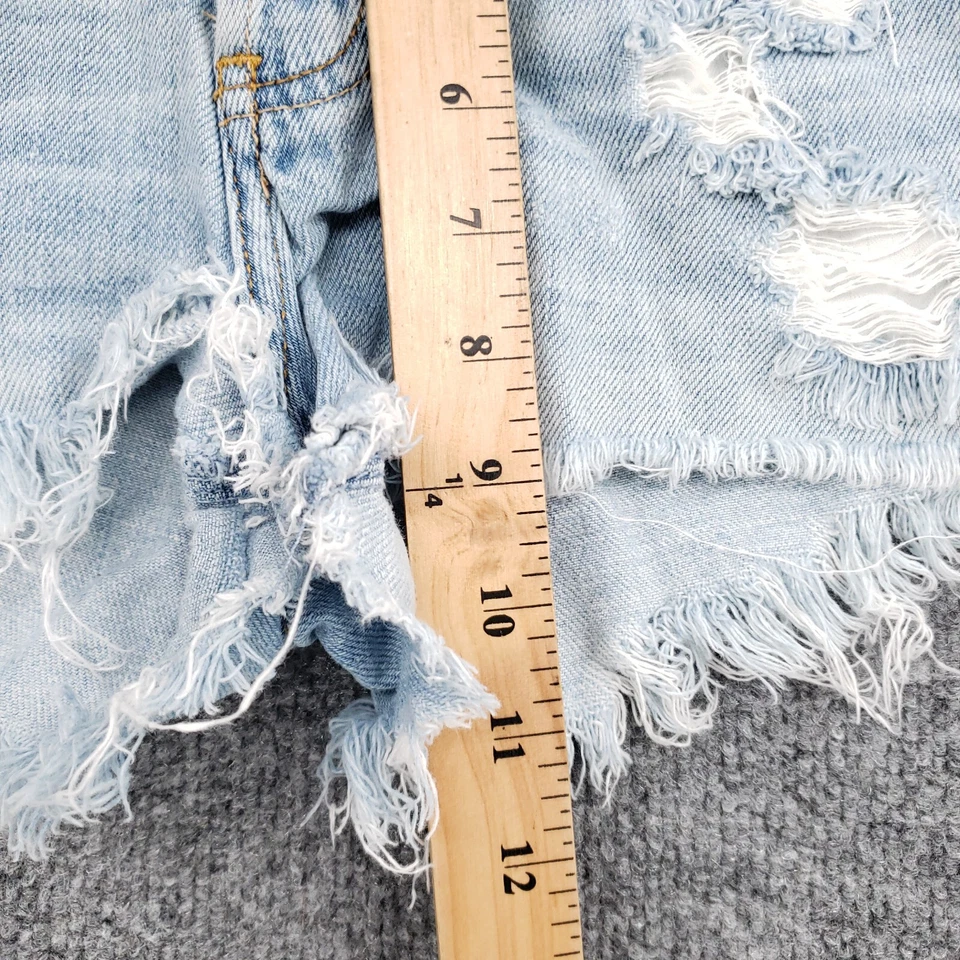 Шорты женские Abercrombie & Fitch 25 синие средняя посадка с вырезом на пуговицах искусственно состаренные - Изображение 4 из 4