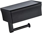 Black Toilet Paper Holder Tissue Roll Hanger with Shelf Wipes Dispenser Box
