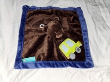 New Tiddliwinks Brown Bear Green Car Truck Lovey Security Blanket blue trim