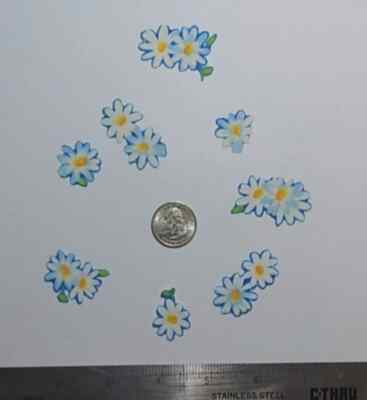 8 Blue Daisies Pre-Cut Iron on Fabric Appliques