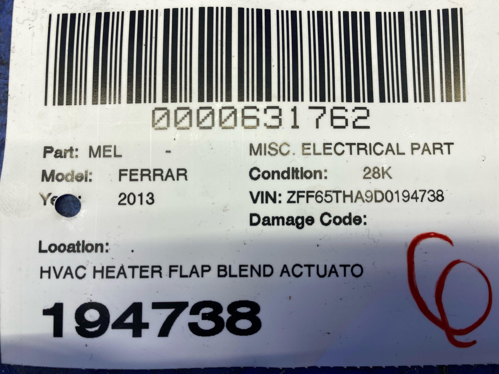 2013 FERRARI CALIFORNIA HVAC HEATER FLAP BLEND ACTUATOR MOTOR SET OF 7 52421942