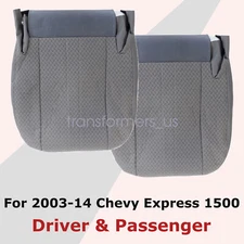 2x Front Bottom Cloth Seat Cover Gray For 2003-2014 Chevy Express GMC Savana Van