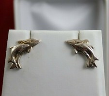 Sterling Silver Mommy and Baby Dolphin Post Earrings
