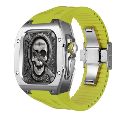 Titanium Case Fluororubber Band For Apple Watch Ultra / Ultra2 49mm FKM Strap