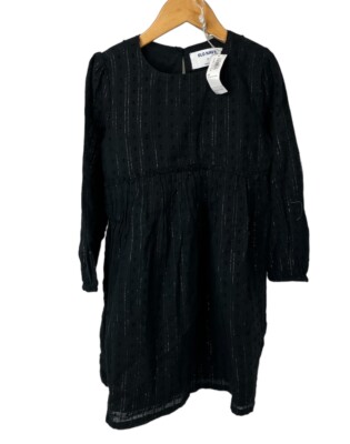 Old Navy Girls Long Sleeve Dress Black Shiny Strips 5T A-line New