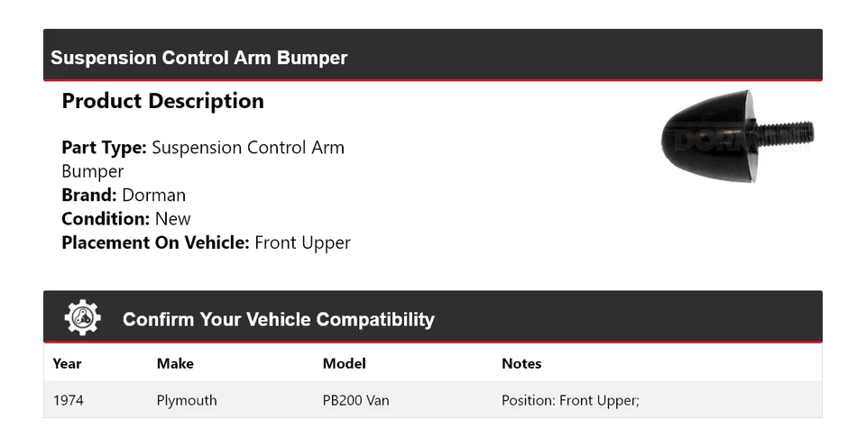 Parachoques delantero superior brazo de control de suspensión para furgoneta Dorman Plymouth PB200 1974 Foto 2 de 4