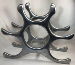 Pottery Barn Wine Rack Countertop Holds 6 Bottles Aluminum Silver