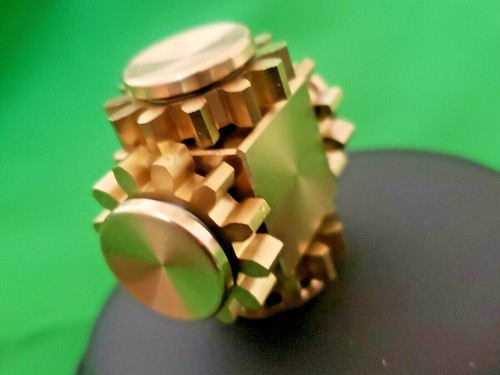 Solid Brass Fidget Spinner Cube Toy Gears Linkage Adults ADHD Focus Stress EDC - Picture 6 of 12