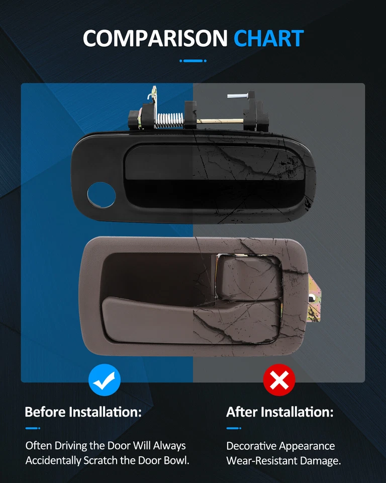 For 1992-1996 Toyota Camry Left Right Side 4x Interior & 4x Exterior Door Handle - Image 2 of 4
