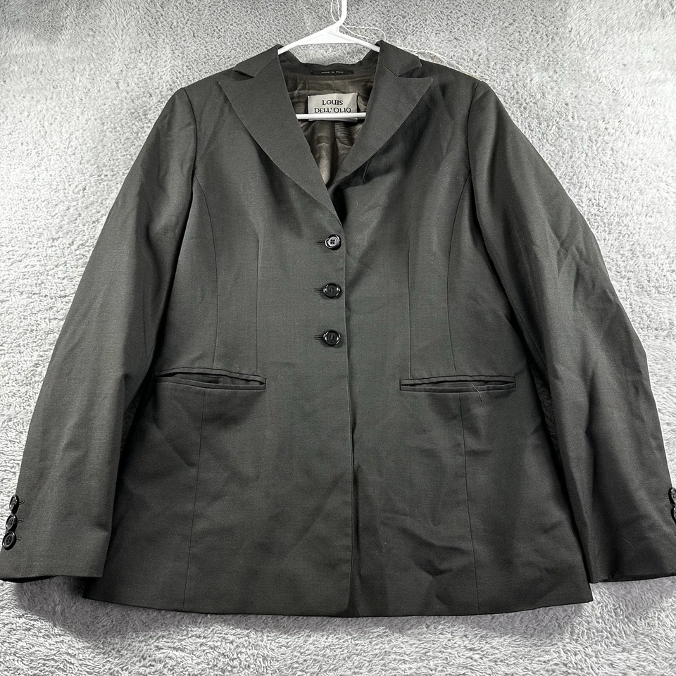 Blazer de lana Louis Dell'Olio vintage para mujer 10 gris tres botones ropa de trabajo oficina Foto 2 de 4