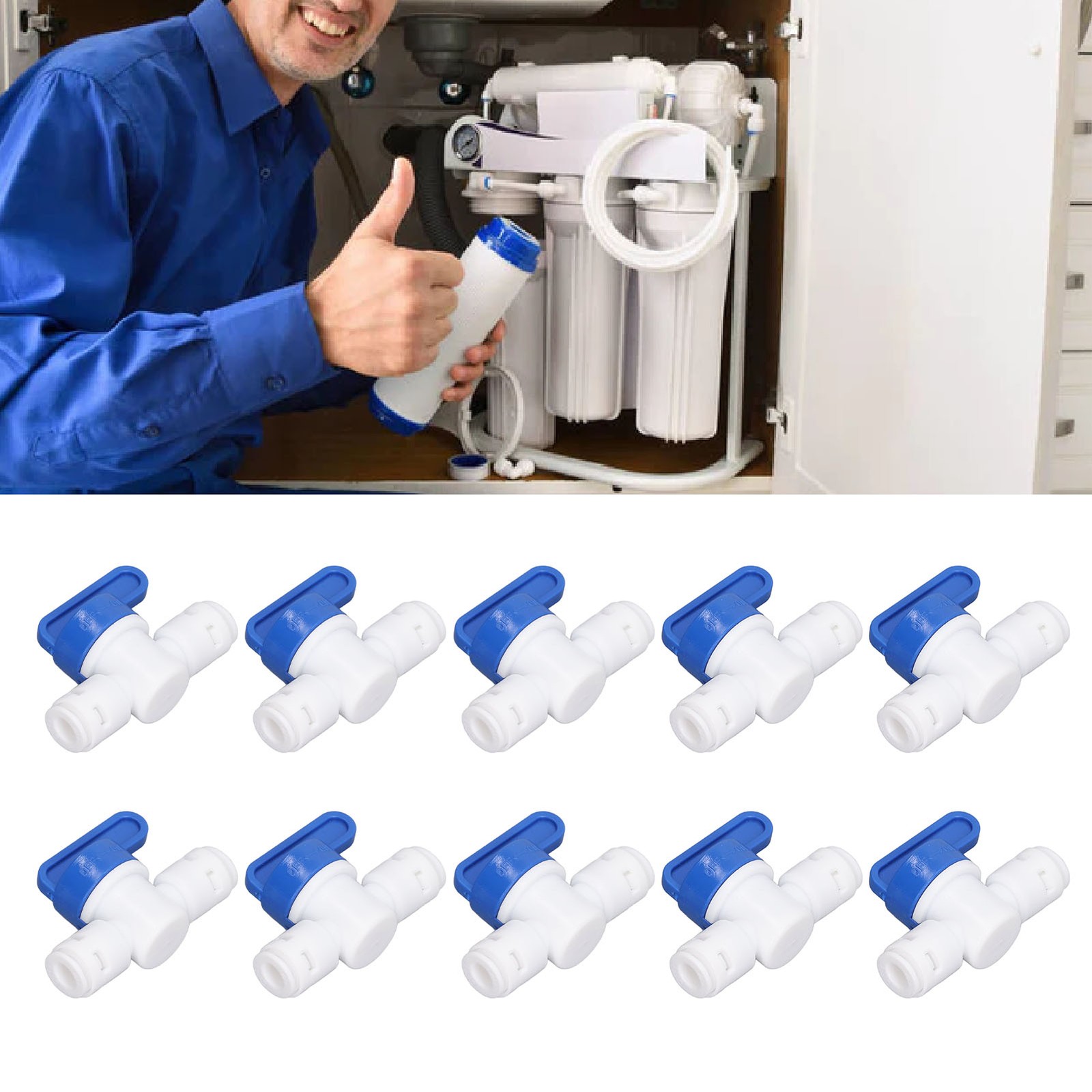 10Pcs Inline Ball Valve Mini Water Tube Shut Off Switch Quick Connect Fitting