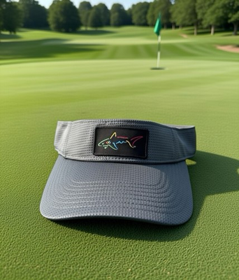 #ad Greg Norman Gray Sun Visor w Embroidered Shark Logo Golf Hat Cap NEW $15.99