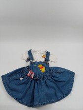 Vintage Winnie the Pooh Embroidered Skirt Overall Blue Jeans Denim Size 2T