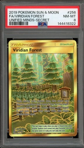 Pokemon Viridian Forest Unified Minds Secret Rare #256 PSA 8