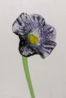 Vintage Hand Blown Art Glass Flower Long Stem Purple Yellow Murano Style, 15.5"