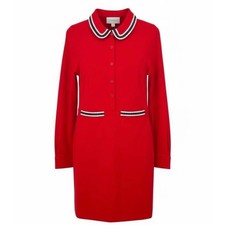 Boden Women's Red Collared Knee Length Dress Size 2  Long Sleeve - CJ