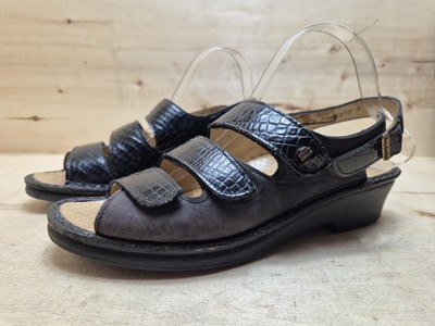 FINN COMFORT DAMEN KEILABSATZ SLING SANDALEN SANDALETTEN Gr:41 UK:7,5 G SCHWARZ