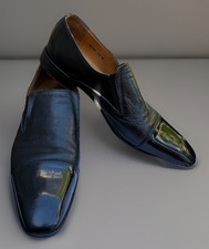 Mocasín Mezlan Milani de piel de ciervo azul y cuero de becerro para hombre talla 13 usado en excelente estado $350 al por menor