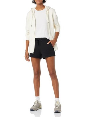 Fleece-Shorts Damen Schwarz XL mit Taschen, Amazon Essentials, Sportshorts