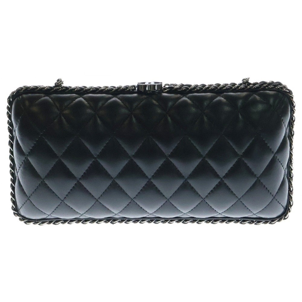 CHANEL Black Matelassé Mini Flap Bag with Gunmetal Chain Strap