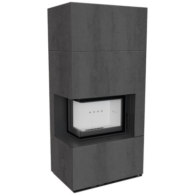 Kaminbausatz KRATKI FLOKI BOX links 8 kW Ø 160 Quarzsinter NATURALI PIETRA DI