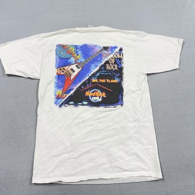 Vintage Hard Rock Cafe Shirt Mens Large White Orlando Guitar Graphic Tee 90s