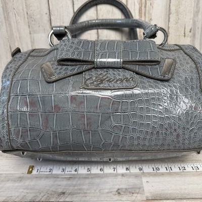 Y2K Vintage GUESS Grey With Bow Crocodile Handbag Tote Purse | eBay