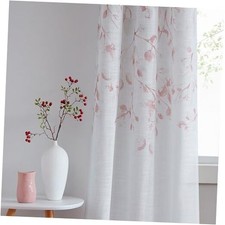 Leaf Floral Print Metallic Sheer Window 40"W x 84"L Pack of 2 Coral Red