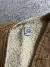Vintage Carhartt 6SV Sherpa Lined Duck Vest Men s Medium Brown USA Workwear
