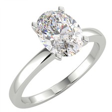 1.01 Ct Oval Cut VS2/E Solitaire Diamond Engagement Ring 14K White Gold