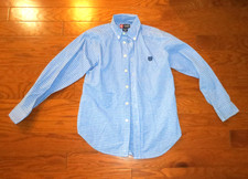 M ❤️ 10-12 BOY ❤️ CHAPS ❤️ 60% COTTON SHIRT TOP LONG SLEEVE CLOTHING BLUE