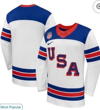 New Nike USA Hockey 2026 Winter Olympics Authentic Away Jersey Size L White