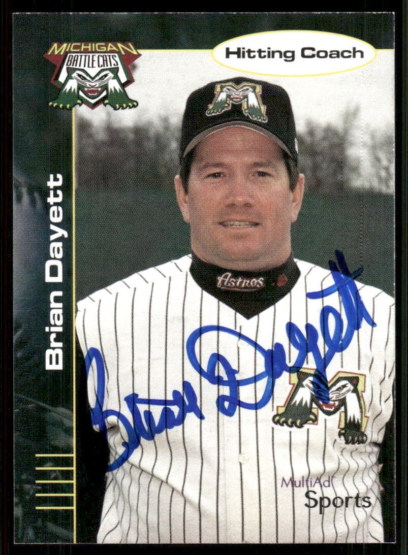2002 Michigan Battle Cats BRIAN DAYETT Signed Card autograph auto ASTROS YANKEES