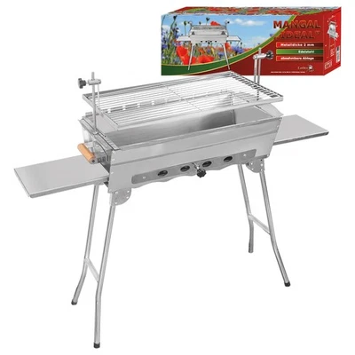 OLYMP HANDELS GMBH Mangal Ideal Edelstahl 2 mm rostfrei Schaschlik Grill Rost verstellbar
