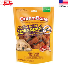 DreamBone Stuffed Twists Rawhide-Free Dog Chews - Pork Chicken - 7ct - NEW
