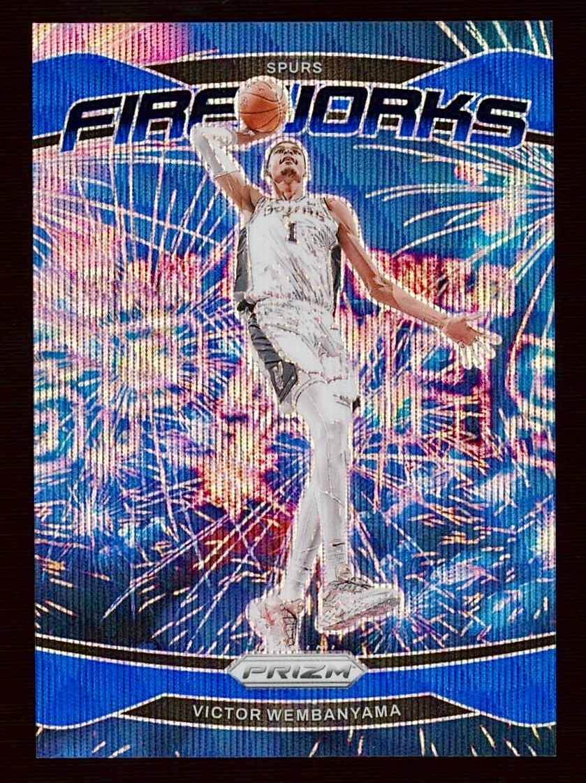 2024-25 Panini Prizm - Fireworks Victor Wembanyama #2 Blue Wave Prizms /175