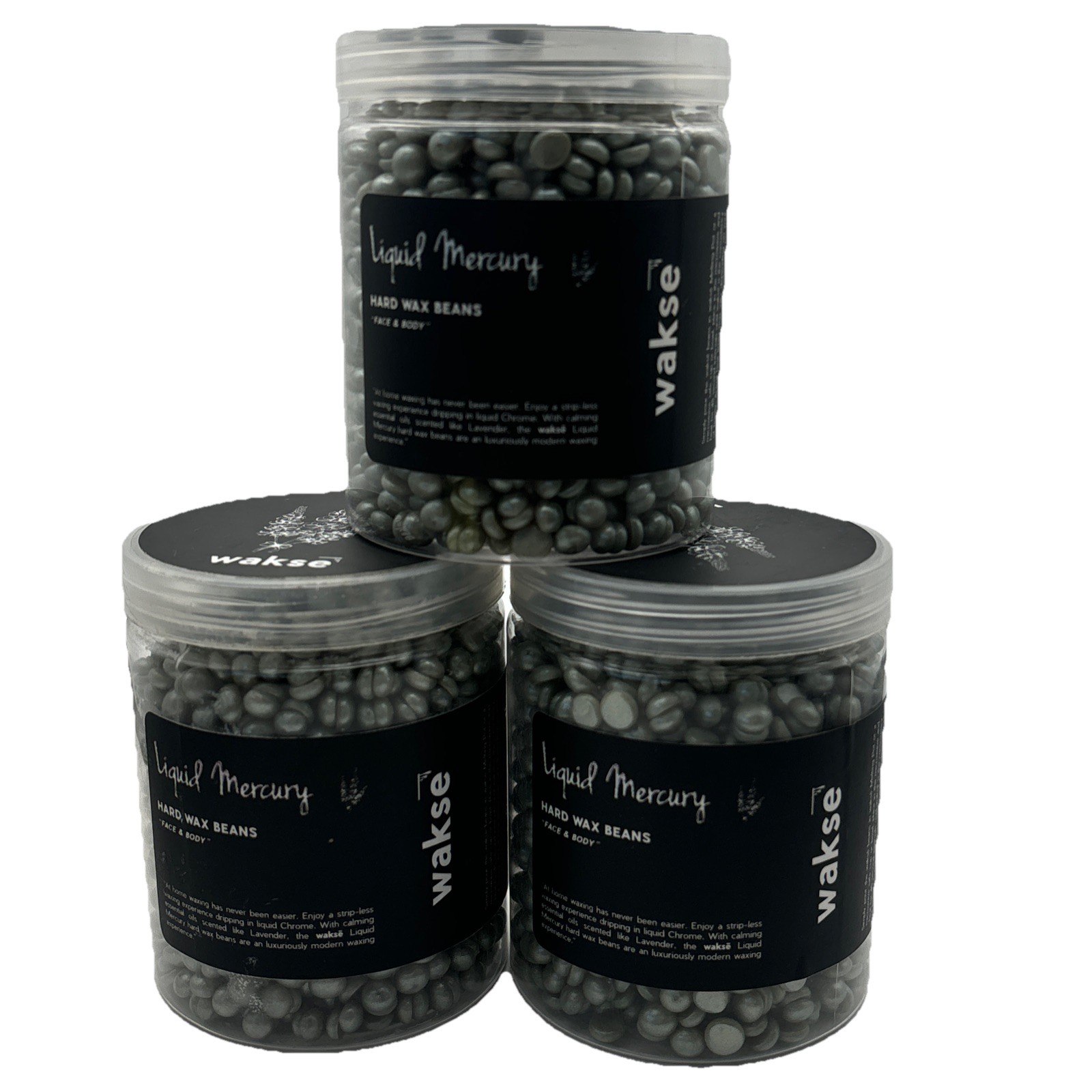 3PK-Wakse Liquid Merc Hard Wax Beans Face & Body, 4.8oz.