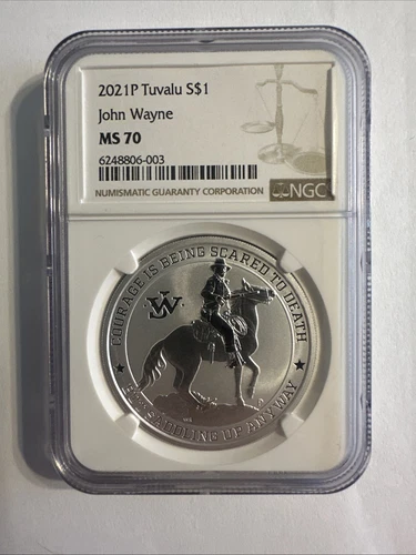2021 Tuvalu $1 - John Wayne: The Duke  1oz Silver Coin  NGC MS70