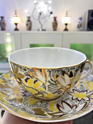 Lomonosov Porzellan Tee Tasse mit Untertasse „Goldene Kamille“ - Bild 1 von 4