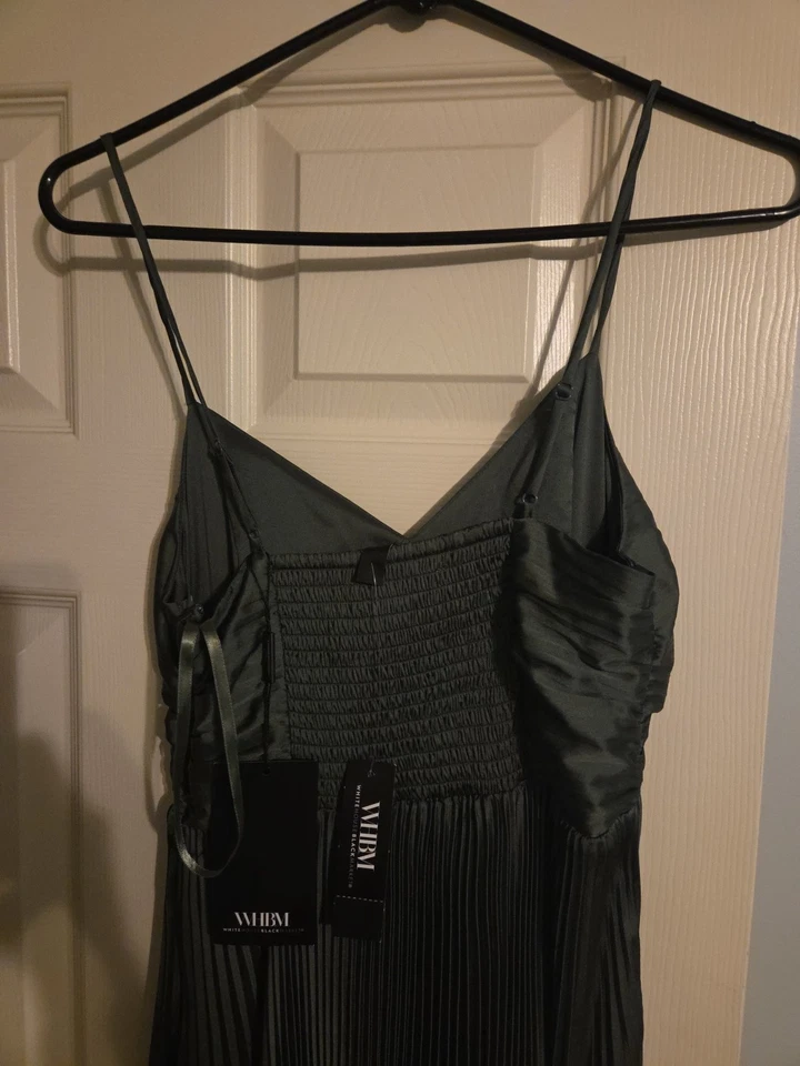 Nuevo Maxi Vestido Verde Para Mujer Plisado Satén Talla 2 Casa Blanca Mercado Negro Foto 4 de 4