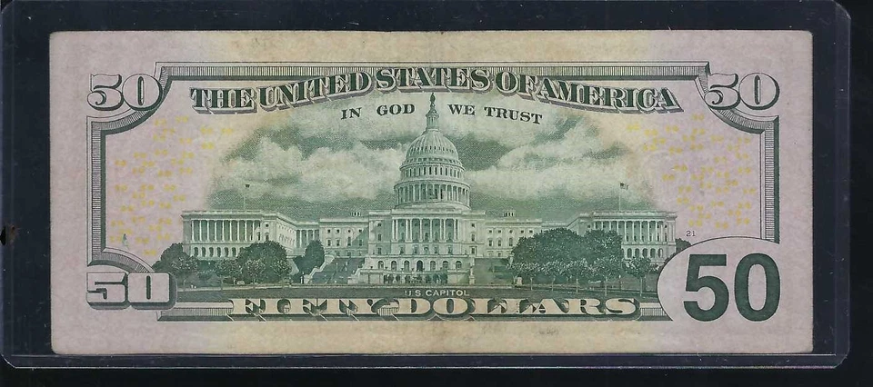 Very RARE 50 Dollar Bill 2013 Fancy SN Triple Digit MB Series 80070007 A - Image 2 of 2