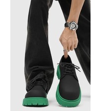 New Men's Shoes Round Toe Lace Up Leather Casual Work Boots Shoes Large Sz 39-46