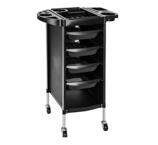 Salon Hairdressing, Barbing Trolley with 4 Drawers Beauty Storage Cart Black