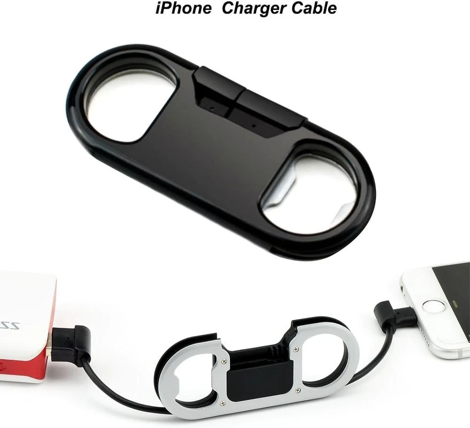 iPhone Charge Cable Short Keychain USB Opener Carabiner Portable Use - Image 4 of 4