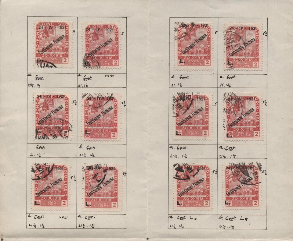 ✔️ FIUME UNIQUE HIGH VALUE STUDY EXPERTISE STAMPS VARIETY, ON FIVE LARGE SHEETS - Image 3 of 4