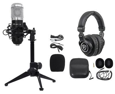 Rockville PC Gaming Streaming Twitch Bundle w/RCM01 Microphone+Headphones+Tripod