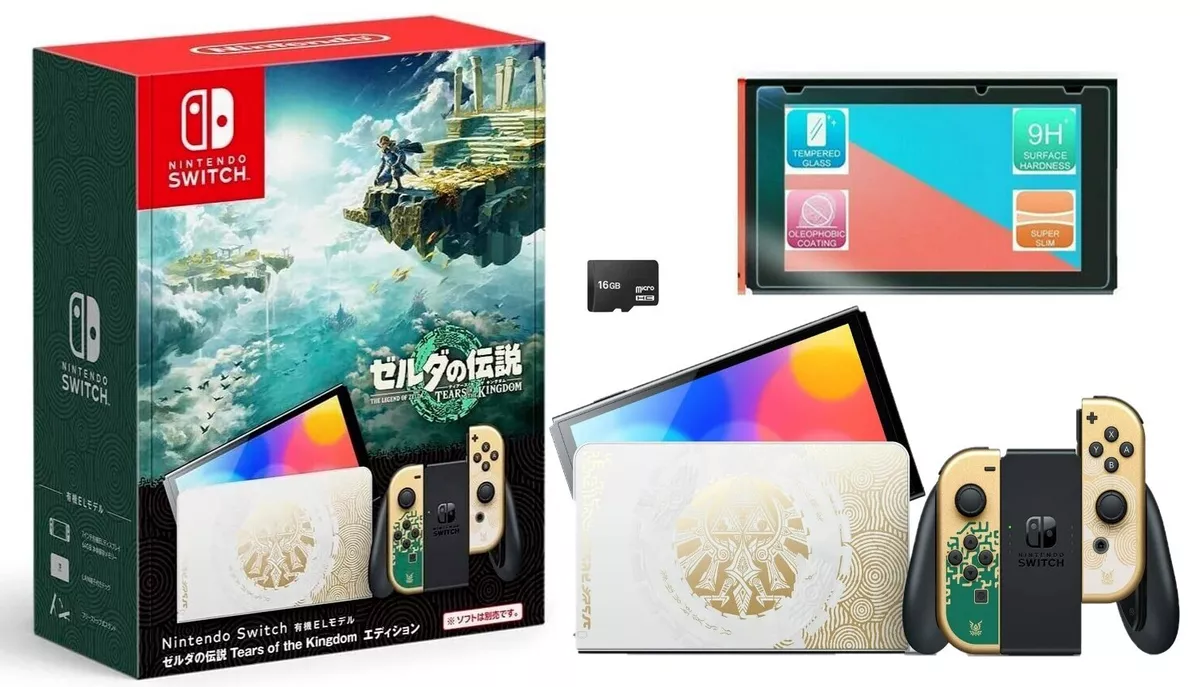 NEW Nintendo Switch OLED ZELDA ToTK Console + Screen Protector w