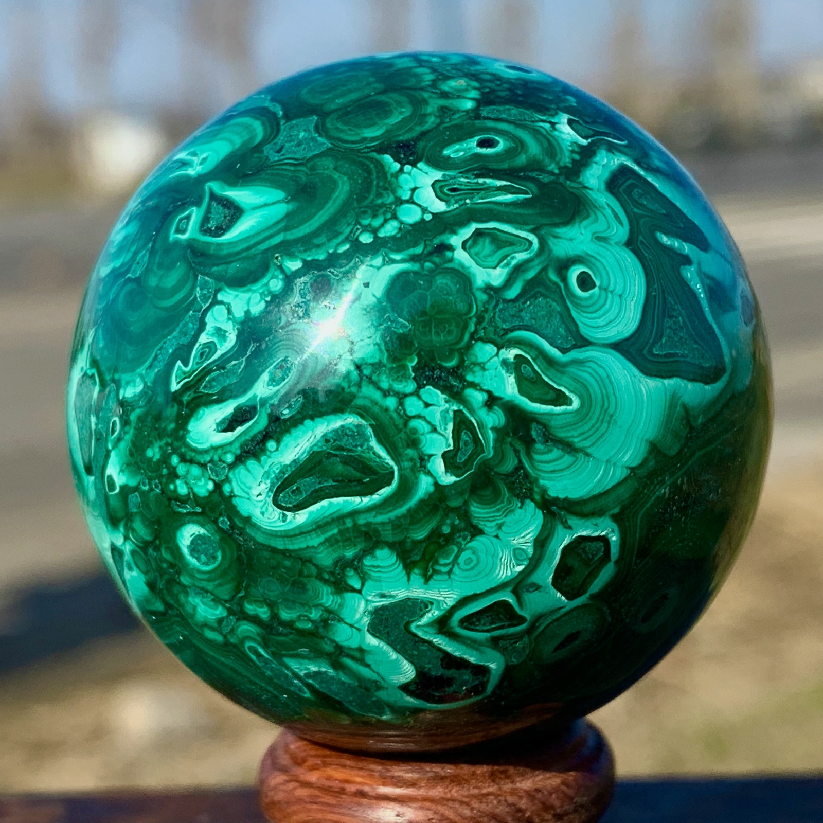 170G Natural glossy Malachite ball transparent cluster rough mineral sample